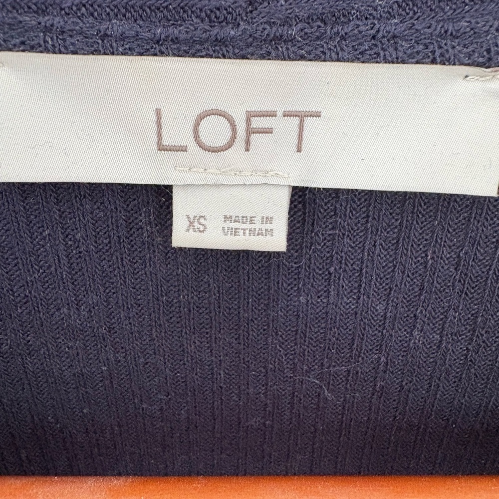 LOFT Navy Ribbed Cardigan - Picture 3 of 4